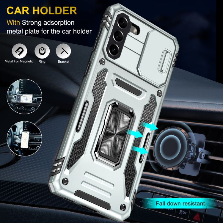 For Samsung Galaxy S22 5G Armor PC + TPU Camera Shield Phone Case