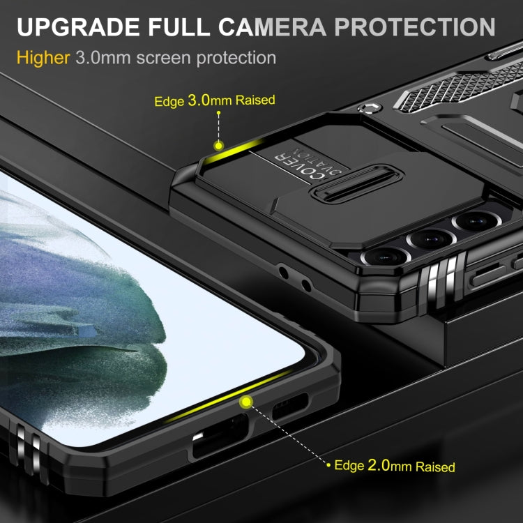 For Samsung Galaxy S22+ 5G Armor PC + TPU Camera Shield Phone Case