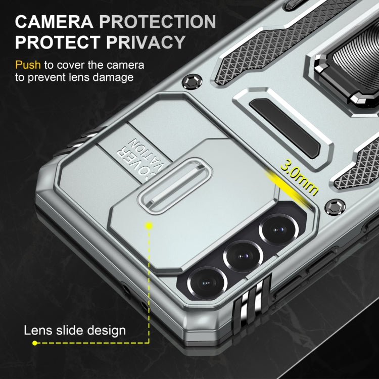 For Samsung Galaxy S22+ 5G Armor PC + TPU Camera Shield Phone Case