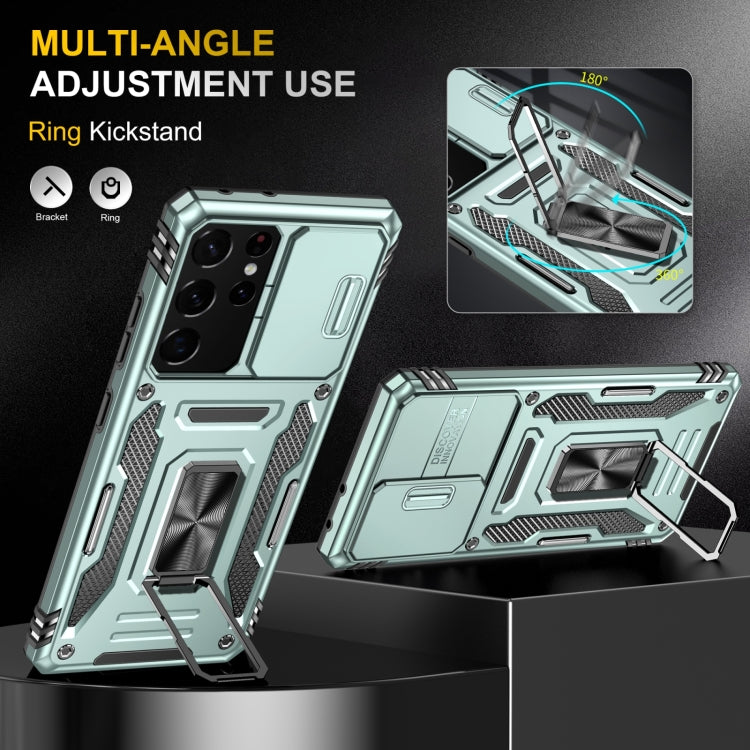 For Samsung Galaxy S22 Ultra 5G Armor PC + TPU Camera Shield Phone Case