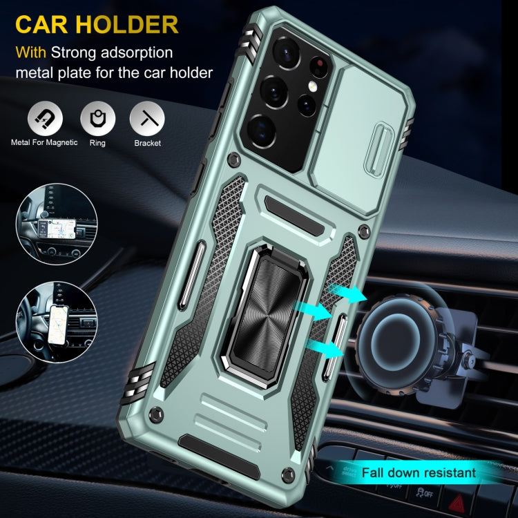 For Samsung Galaxy S22 Ultra 5G Armor PC + TPU Camera Shield Phone Case