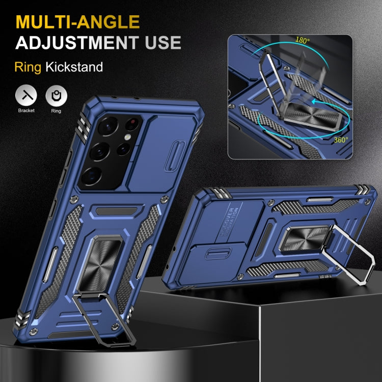 For Samsung Galaxy S22 Ultra 5G Armor PC + TPU Camera Shield Phone Case