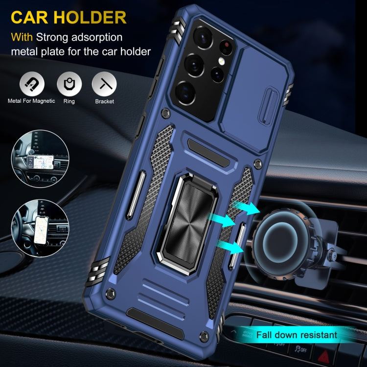 For Samsung Galaxy S22 Ultra 5G Armor PC + TPU Camera Shield Phone Case