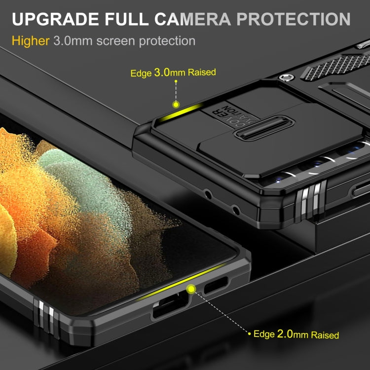 For Samsung Galaxy S22 Ultra 5G Armor PC + TPU Camera Shield Phone Case