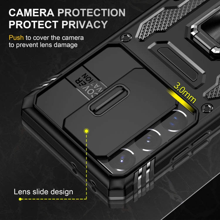 For Samsung Galaxy S22 Ultra 5G Armor PC + TPU Camera Shield Phone Case
