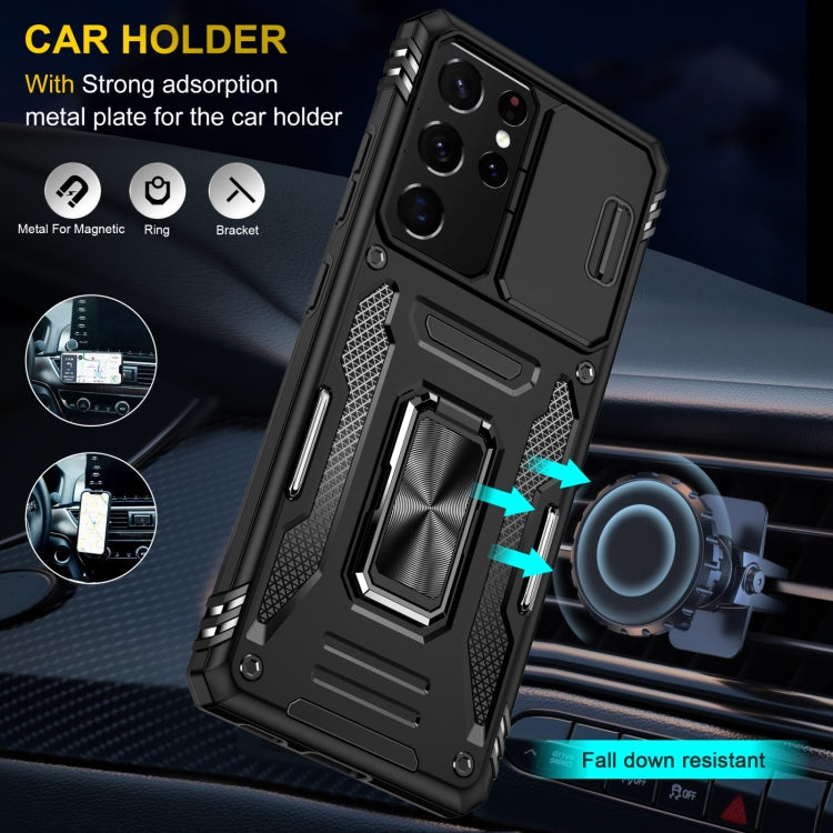 For Samsung Galaxy S22 Ultra 5G Armor PC + TPU Camera Shield Phone Case