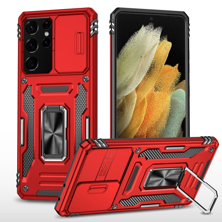 For Samsung Galaxy S22 Ultra 5G Armor PC + TPU Camera Shield Phone Case