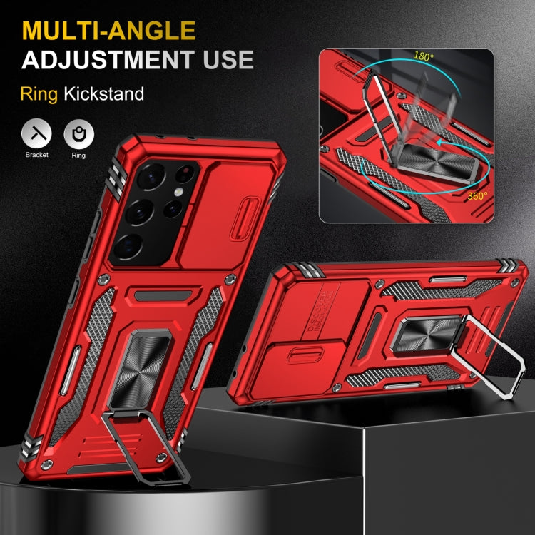 For Samsung Galaxy S22 Ultra 5G Armor PC + TPU Camera Shield Phone Case