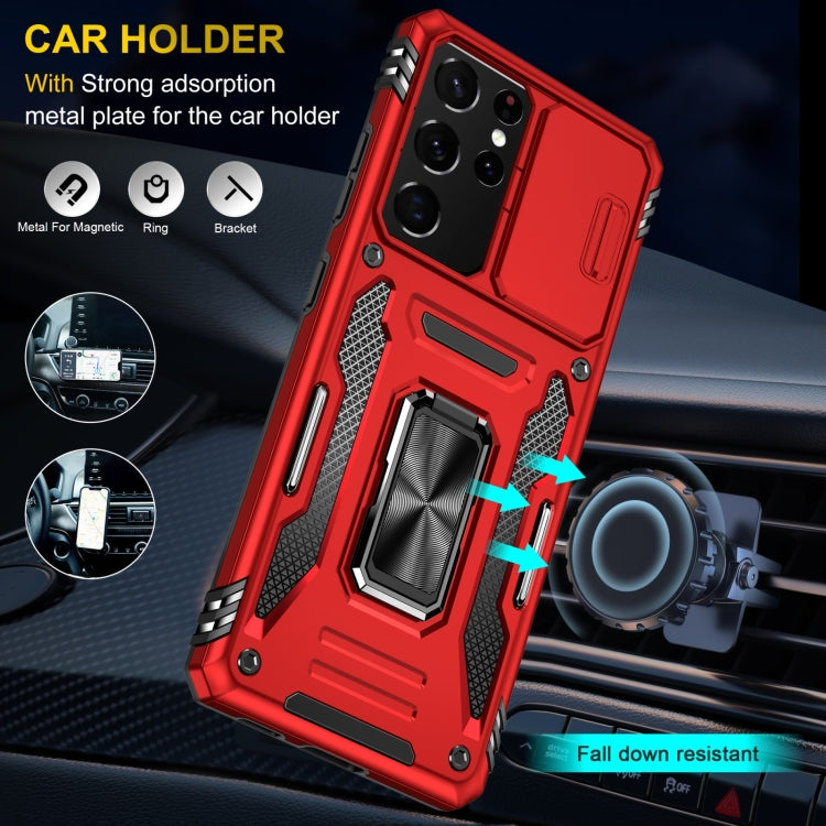 For Samsung Galaxy S22 Ultra 5G Armor PC + TPU Camera Shield Phone Case