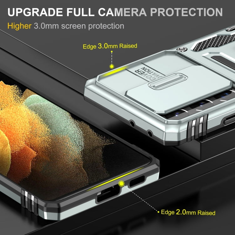 For Samsung Galaxy S22 Ultra 5G Armor PC + TPU Camera Shield Phone Case