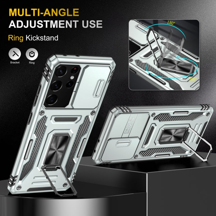 For Samsung Galaxy S22 Ultra 5G Armor PC + TPU Camera Shield Phone Case