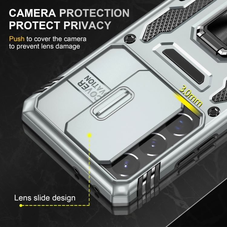 For Samsung Galaxy S22 Ultra 5G Armor PC + TPU Camera Shield Phone Case