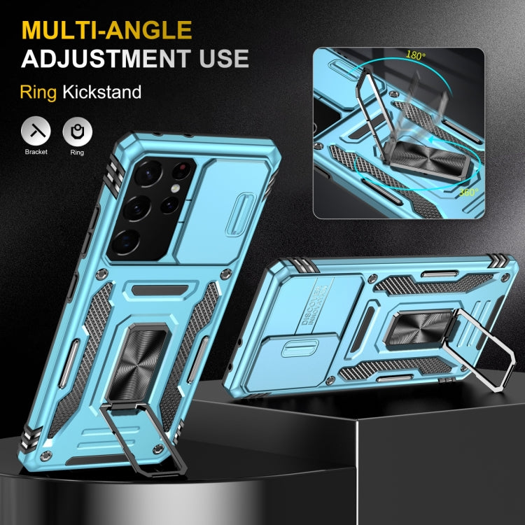 For Samsung Galaxy S22 Ultra 5G Armor PC + TPU Camera Shield Phone Case