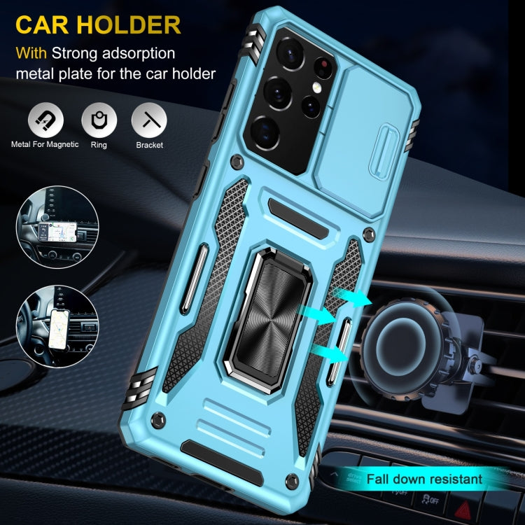 For Samsung Galaxy S22 Ultra 5G Armor PC + TPU Camera Shield Phone Case