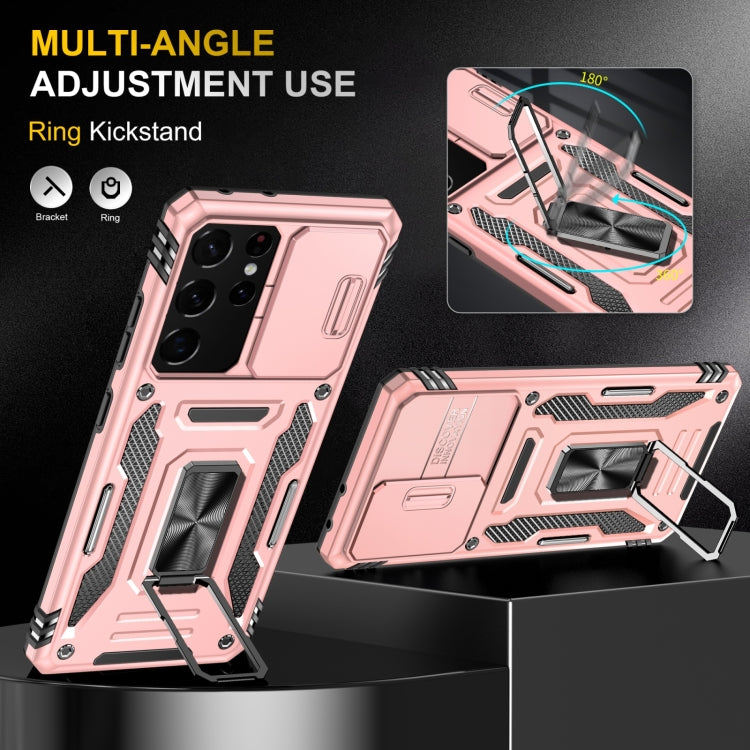 For Samsung Galaxy S22 Ultra 5G Armor PC + TPU Camera Shield Phone Case
