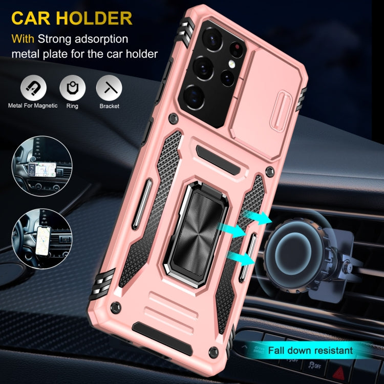 For Samsung Galaxy S22 Ultra 5G Armor PC + TPU Camera Shield Phone Case