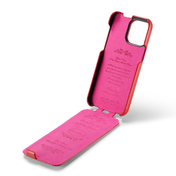 For iPhone 14 Fierre Shann Oil Wax Texture Vertical Flip PU Phone Case