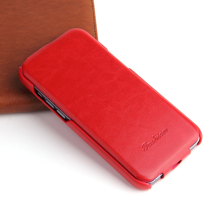 For iPhone 14 Fierre Shann Oil Wax Texture Vertical Flip PU Phone Case