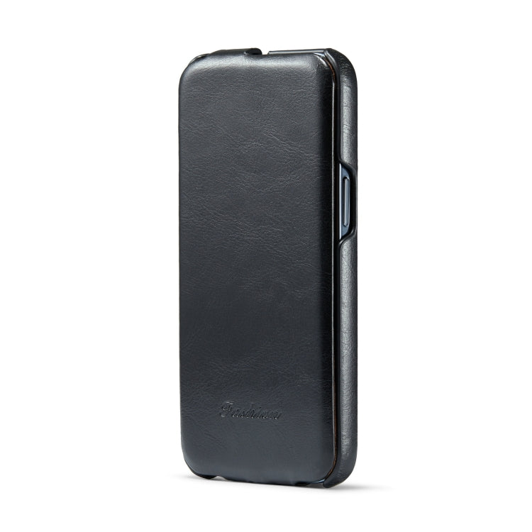 For iPhone 14 Fierre Shann Oil Wax Texture Vertical Flip PU Phone Case