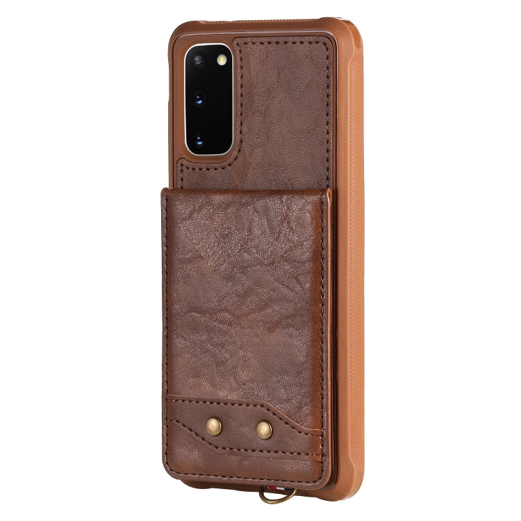 For Galaxy S20 Vertical Flip Shockproof Leather Protective Case with Long Rope, Support Card Slots & Bracket & Photo Holder & Wallet Function