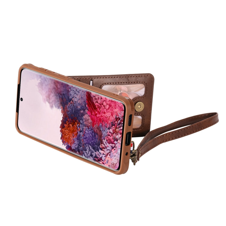 For Galaxy S20 Vertical Flip Shockproof Leather Protective Case with Long Rope, Support Card Slots & Bracket & Photo Holder & Wallet Function