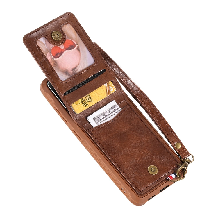 For Galaxy S20 Vertical Flip Shockproof Leather Protective Case with Long Rope, Support Card Slots & Bracket & Photo Holder & Wallet Function