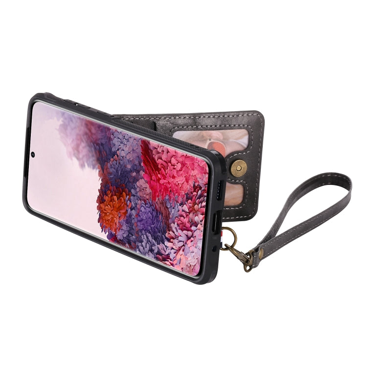 For Galaxy S20 Vertical Flip Shockproof Leather Protective Case with Long Rope, Support Card Slots & Bracket & Photo Holder & Wallet Function