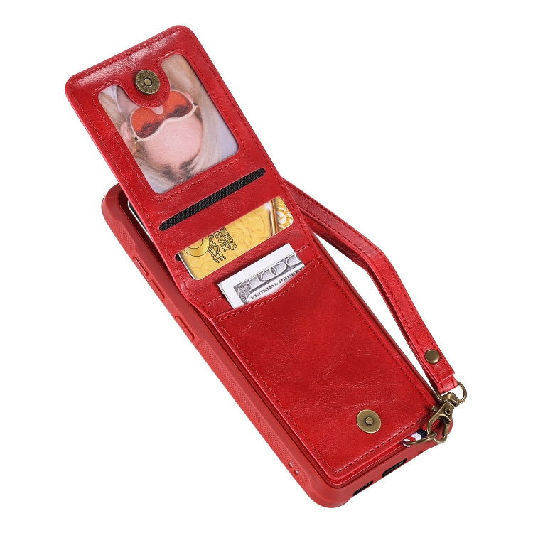 For Galaxy S20 Vertical Flip Shockproof Leather Protective Case with Long Rope, Support Card Slots & Bracket & Photo Holder & Wallet Function