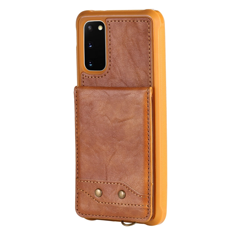 For Galaxy S20 Vertical Flip Shockproof Leather Protective Case with Long Rope, Support Card Slots & Bracket & Photo Holder & Wallet Function