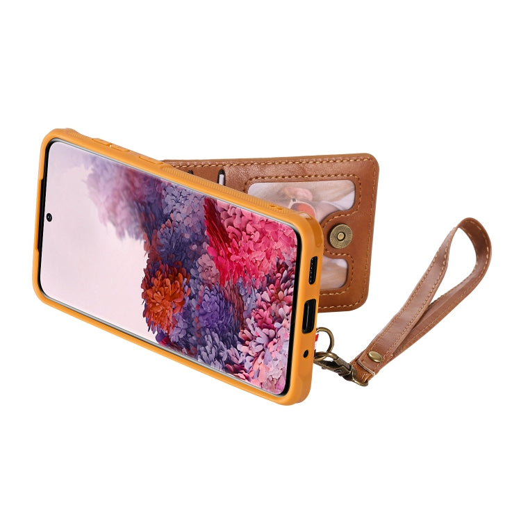For Galaxy S20 Vertical Flip Shockproof Leather Protective Case with Long Rope, Support Card Slots & Bracket & Photo Holder & Wallet Function
