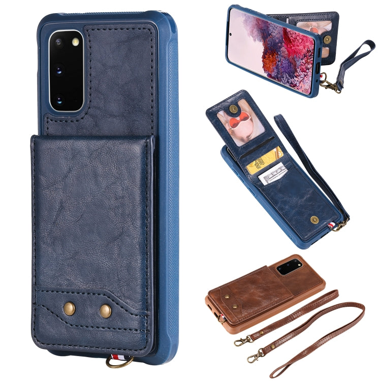 For Galaxy S20 Vertical Flip Shockproof Leather Protective Case with Long Rope, Support Card Slots & Bracket & Photo Holder & Wallet Function