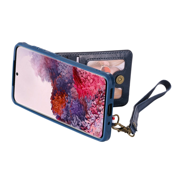 For Galaxy S20 Vertical Flip Shockproof Leather Protective Case with Long Rope, Support Card Slots & Bracket & Photo Holder & Wallet Function