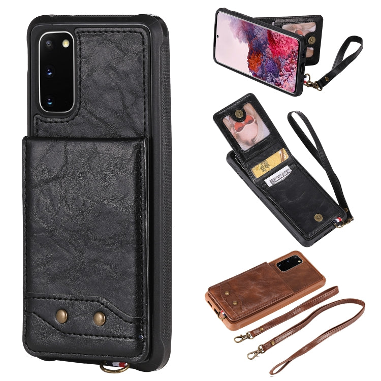 For Galaxy S20 Vertical Flip Shockproof Leather Protective Case with Long Rope, Support Card Slots & Bracket & Photo Holder & Wallet Function