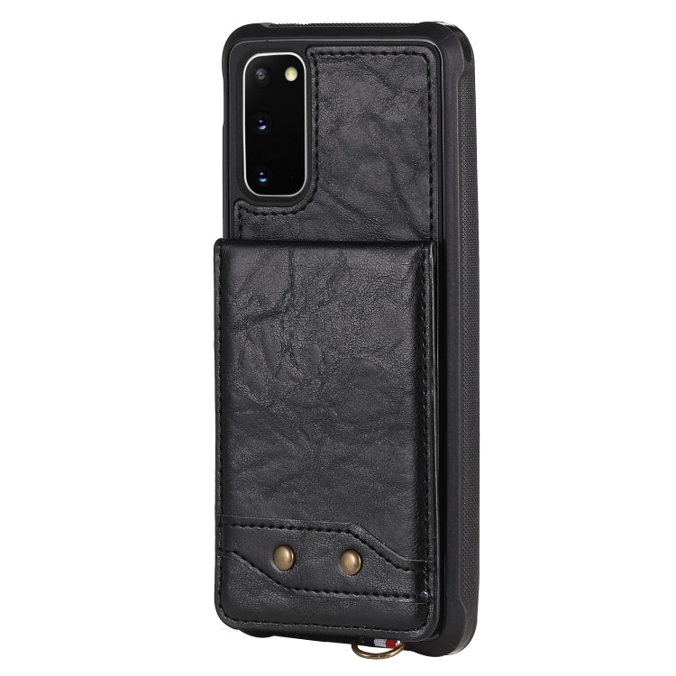 For Galaxy S20 Vertical Flip Shockproof Leather Protective Case with Long Rope, Support Card Slots & Bracket & Photo Holder & Wallet Function