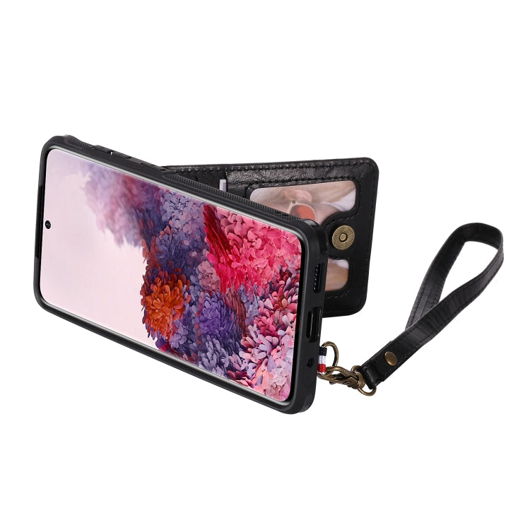 For Galaxy S20 Vertical Flip Shockproof Leather Protective Case with Long Rope, Support Card Slots & Bracket & Photo Holder & Wallet Function