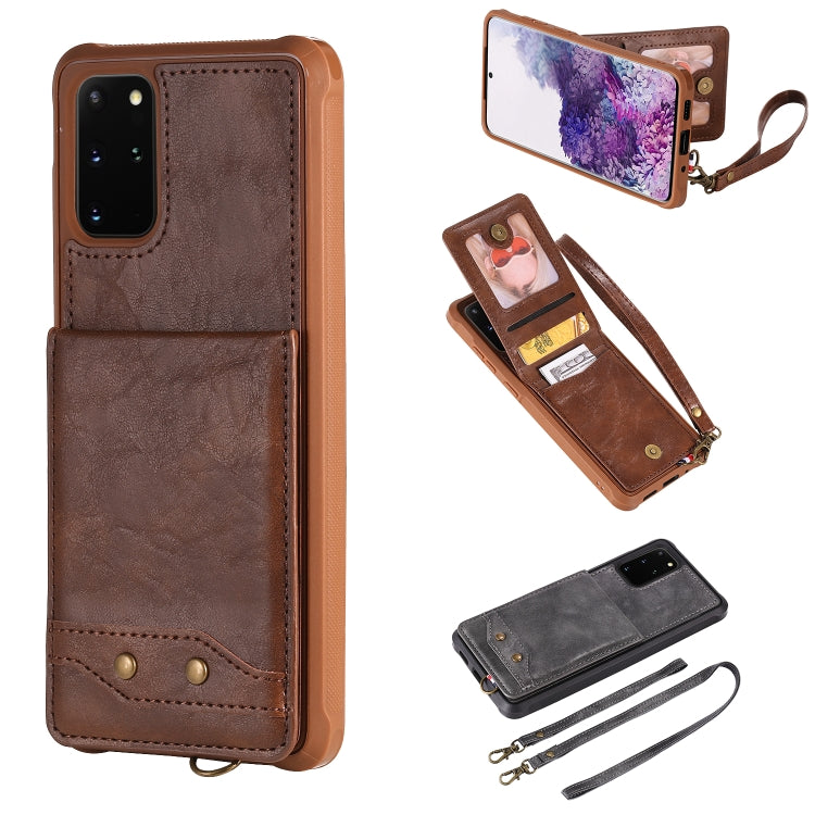 For Galaxy S20+ Vertical Flip Shockproof Leather Protective Case with Long Rope, Support Card Slots & Bracket & Photo Holder & Wallet Function