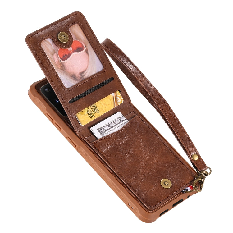 For Galaxy S20+ Vertical Flip Shockproof Leather Protective Case with Long Rope, Support Card Slots & Bracket & Photo Holder & Wallet Function