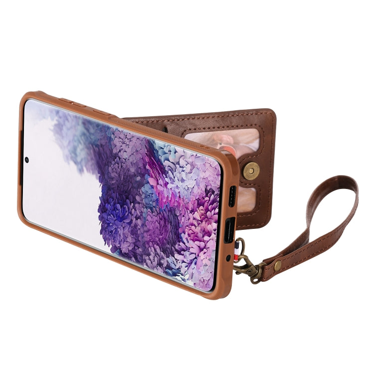 For Galaxy S20+ Vertical Flip Shockproof Leather Protective Case with Long Rope, Support Card Slots & Bracket & Photo Holder & Wallet Function