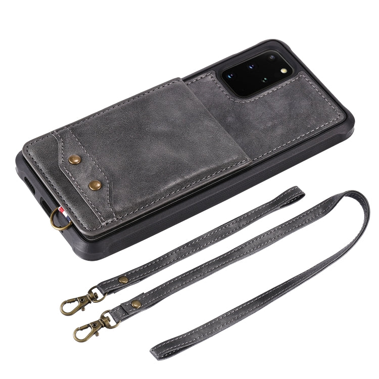 For Galaxy S20+ Vertical Flip Shockproof Leather Protective Case with Long Rope, Support Card Slots & Bracket & Photo Holder & Wallet Function