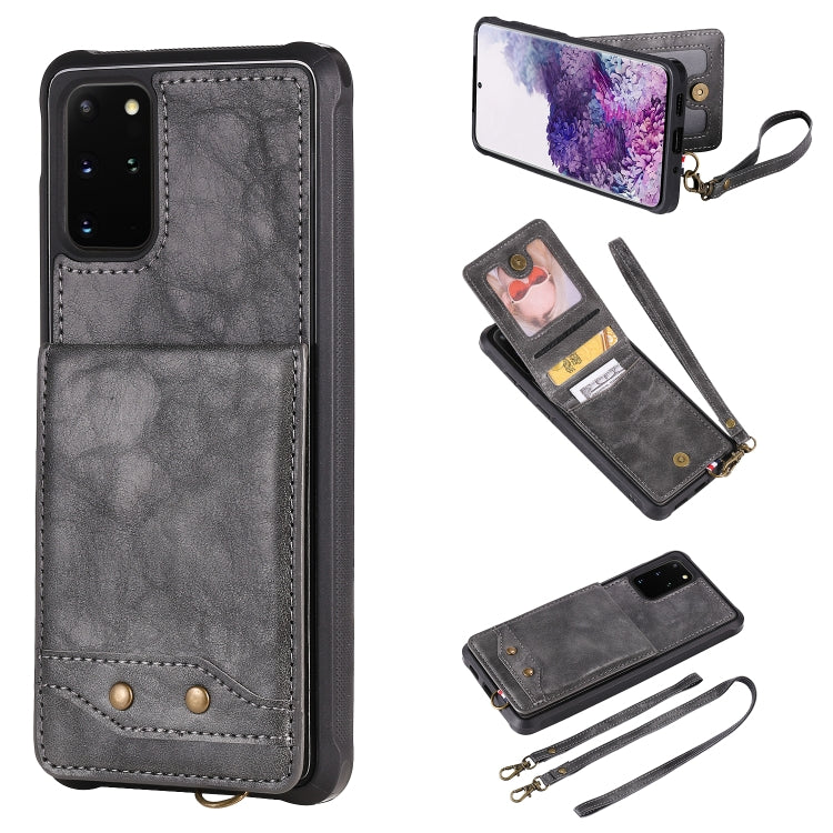 For Galaxy S20+ Vertical Flip Shockproof Leather Protective Case with Long Rope, Support Card Slots & Bracket & Photo Holder & Wallet Function