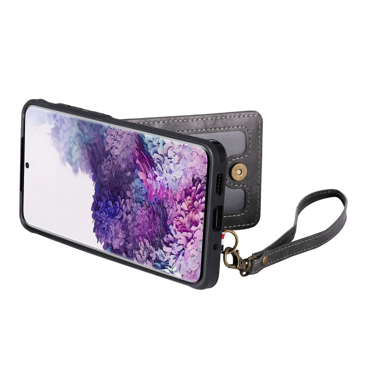 For Galaxy S20+ Vertical Flip Shockproof Leather Protective Case with Long Rope, Support Card Slots & Bracket & Photo Holder & Wallet Function
