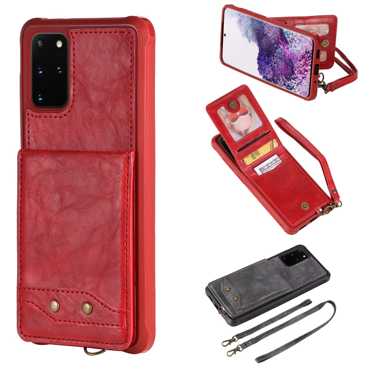 For Galaxy S20+ Vertical Flip Shockproof Leather Protective Case with Long Rope, Support Card Slots & Bracket & Photo Holder & Wallet Function