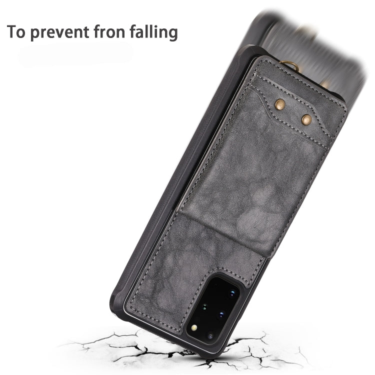 For Galaxy S20+ Vertical Flip Shockproof Leather Protective Case with Long Rope, Support Card Slots & Bracket & Photo Holder & Wallet Function