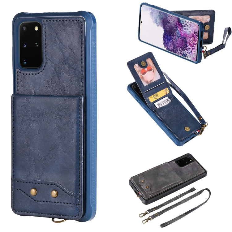 For Galaxy S20+ Vertical Flip Shockproof Leather Protective Case with Long Rope, Support Card Slots & Bracket & Photo Holder & Wallet Function