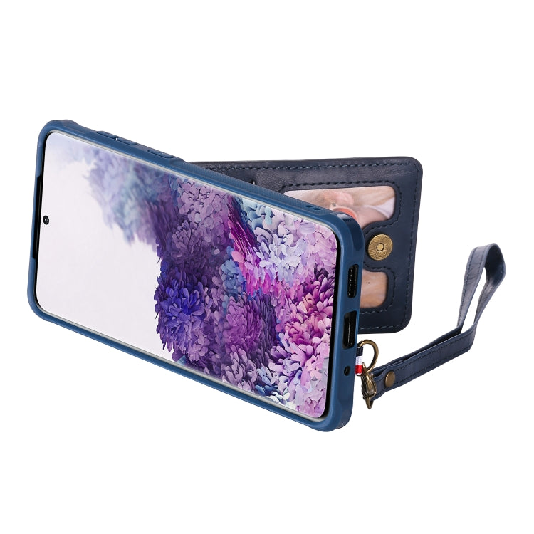 For Galaxy S20+ Vertical Flip Shockproof Leather Protective Case with Long Rope, Support Card Slots & Bracket & Photo Holder & Wallet Function