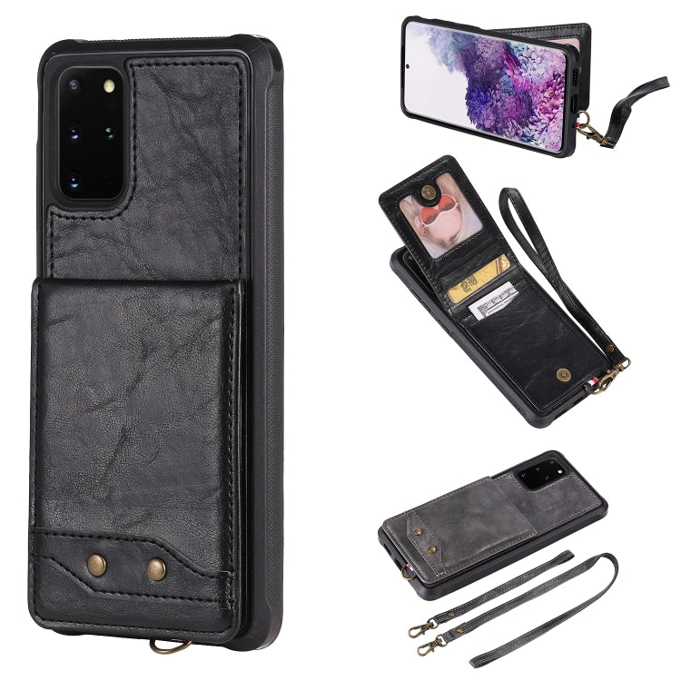 For Galaxy S20+ Vertical Flip Shockproof Leather Protective Case with Long Rope, Support Card Slots & Bracket & Photo Holder & Wallet Function