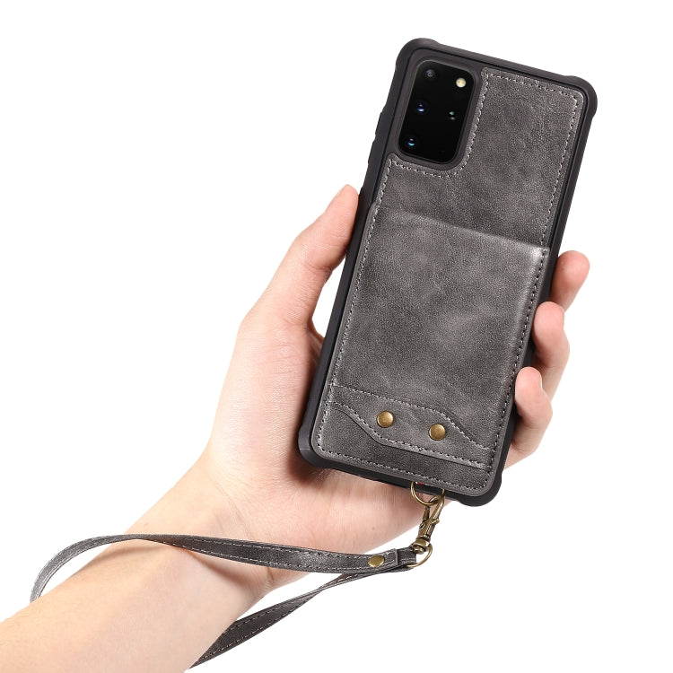 For Galaxy S20+ Vertical Flip Shockproof Leather Protective Case with Long Rope, Support Card Slots & Bracket & Photo Holder & Wallet Function