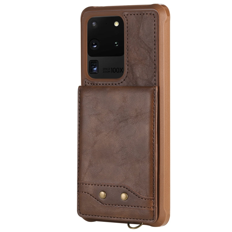 For Galaxy S20 Ultra Vertical Flip Shockproof Leather Protective Case with Long Rope, Support Card Slots & Bracket & Photo Holder & Wallet Function