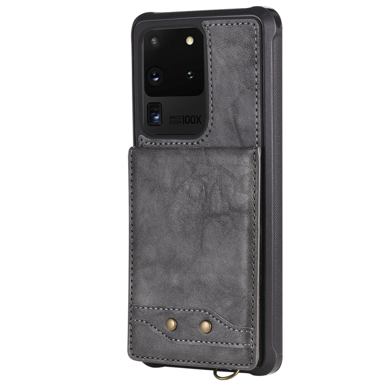 For Galaxy S20 Ultra Vertical Flip Shockproof Leather Protective Case with Long Rope, Support Card Slots & Bracket & Photo Holder & Wallet Function