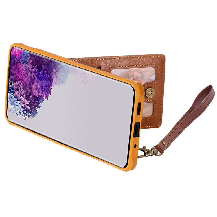 For Galaxy S20 Ultra Vertical Flip Shockproof Leather Protective Case with Long Rope, Support Card Slots & Bracket & Photo Holder & Wallet Function